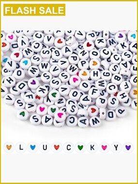 1000PCS Letter Beads for Jewelry Making, Acrylic Round Beads for DIY Bracelets